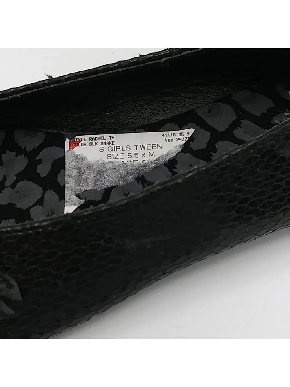 COCO Jumbo Black Snake Skin Pointed Toe Flat Shoe